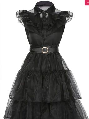 Black Ruffled Tiered Dress. Perfect for Wednesday costume.